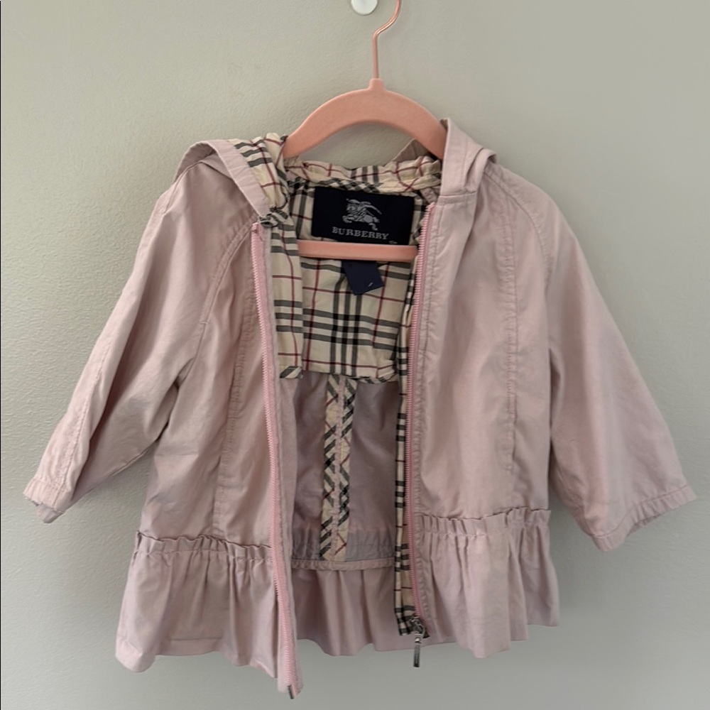 Burberry Pink Raincoat with Ruffled Details